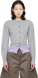 Meryll Rogge Gray & Purple Crew Neck Double Cardigan