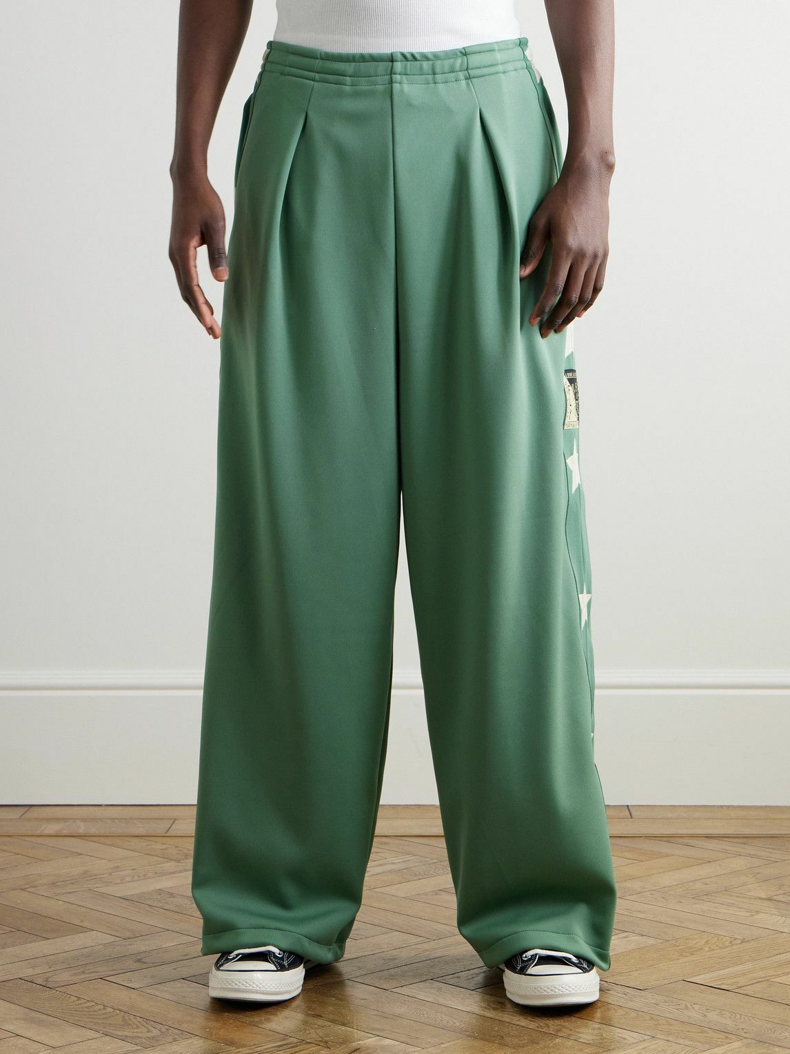 KAPITAL - Logo-Appliquéd Printed Tech-Jersey Sweatpants - Green