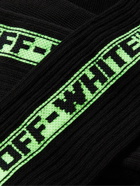 Off-White - Logo-Jacquard Ribbed Cotton-Blend Socks