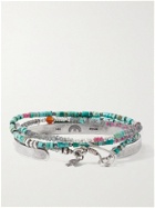 Peyote Bird - Sierra Madre Set of Two Sterling Silver and Turquoise Beaded Bracelets