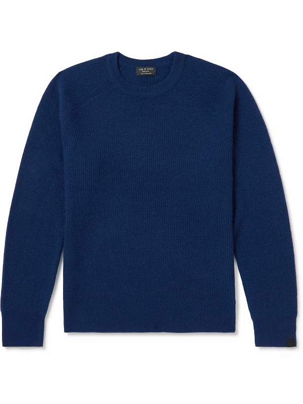Photo: Rag & Bone - Haldon Waffle-Knit Cashmere Sweater - Blue