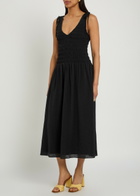 Paige Sebestian Shirred Woven Midi Dress Black