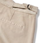 Caruso - Tapered Pleated Cotton-Blend Corduroy Trousers - Neutrals