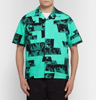 Flagstuff - Camp-Collar Printed Cotton Shirt - Men - Turquoise