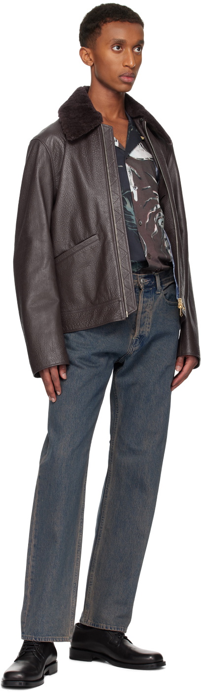 Paul Smith Purple Grained Leather Jacket Paul Smith