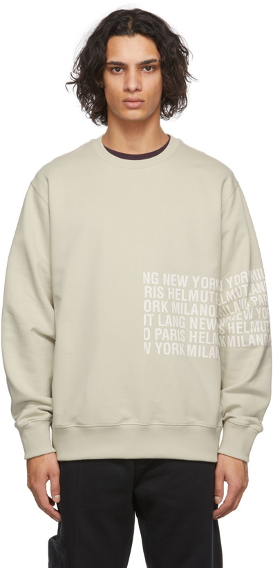 Photo: Helmut Lang Taupe Box Logo Crewneck Sweatshirt