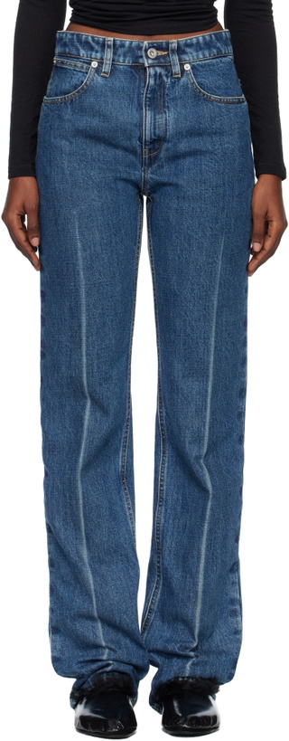 Photo: Jil Sander Blue Diagonal Cotton Denim Jeans