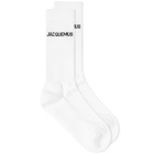 Jacquemus Men's Logo Socks in White