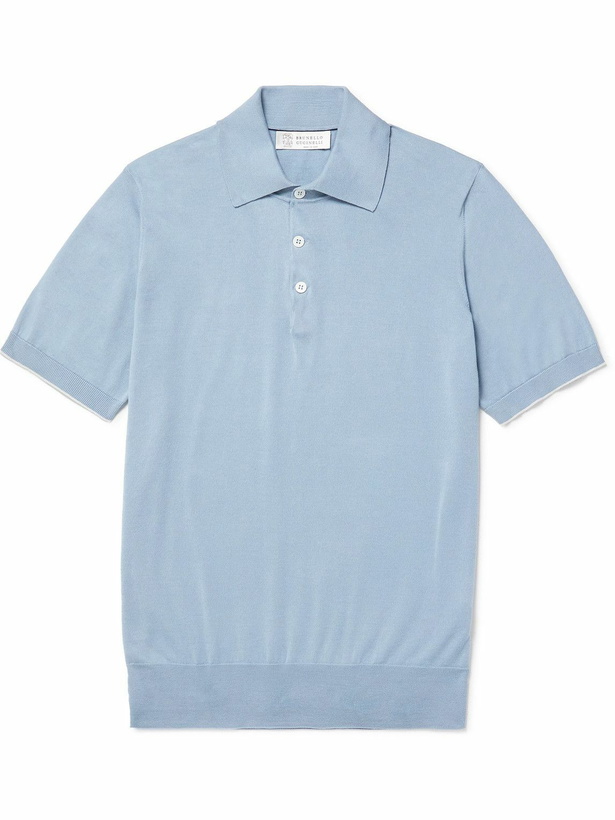 Photo: Brunello Cucinelli - Cotton Polo Shirt - Blue