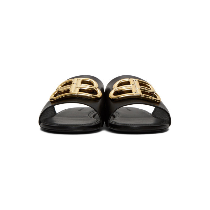 【BALENCIAGA】OVAL BB SLIDES Balenciaga Oval BB Patent-Leather slide Size 38 EU / 8 US