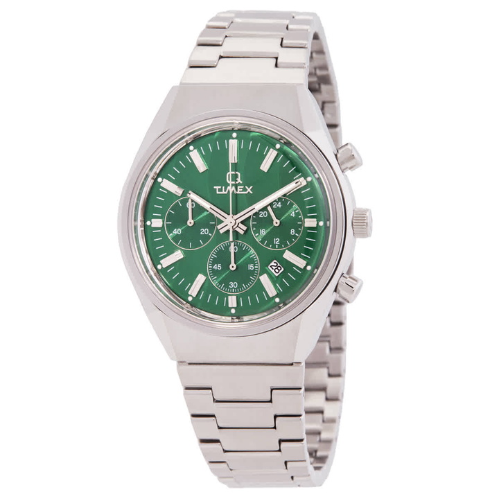 Photo: Timex Q Falcon Eye Chronograph Quartz Green Dial Mens Watch TW2W33600