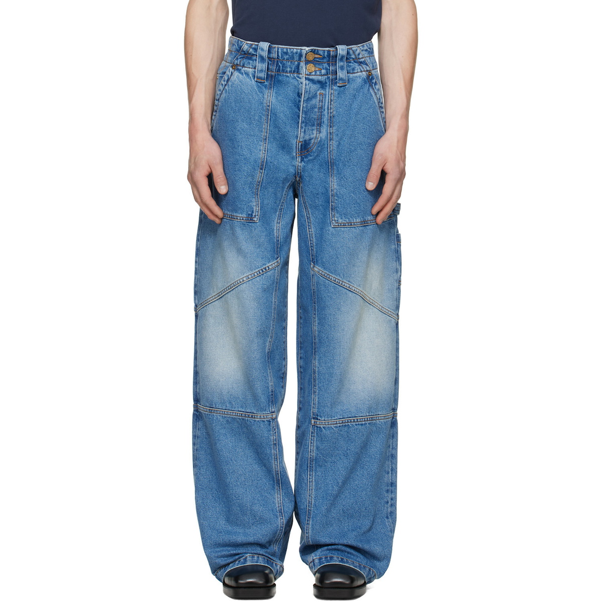 BALMAIN Blue Denim Carpenter Jeans