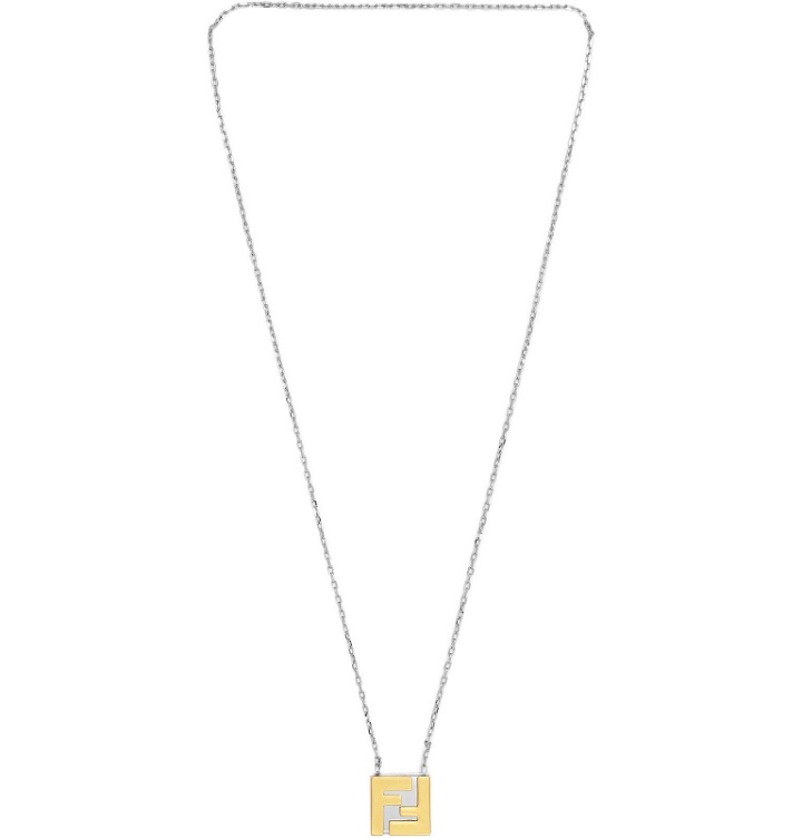 Photo: Fendi - Logo-Detailed Silver and Gold-Tone Necklace - Silver