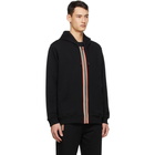 Burberry Black Icon Stripe Zip-Up Hoodie