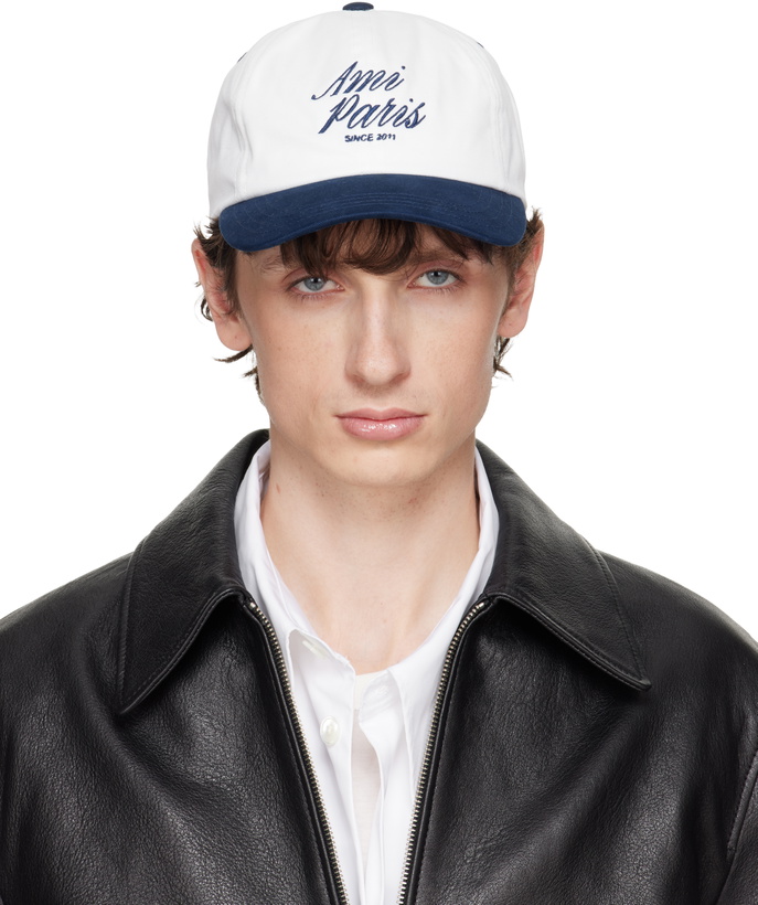 Photo: AMI Paris Navy & White Bicolor Cotton 'Ami Paris' Cap