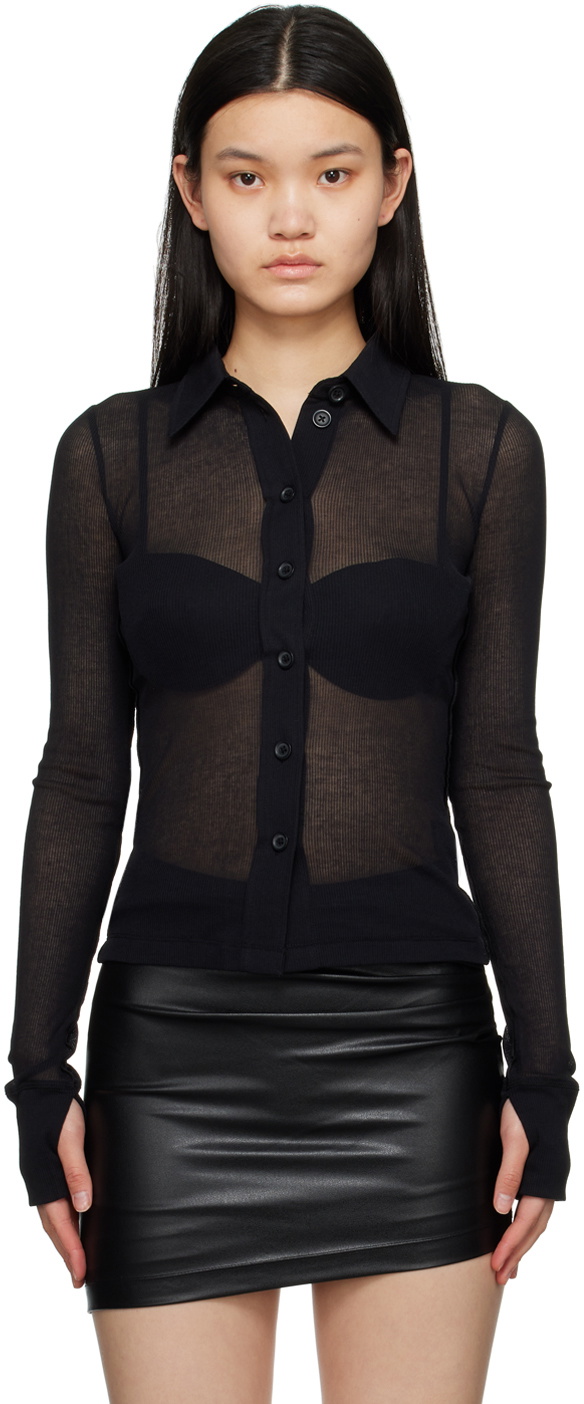 Black Sheer Shirt by Helmut Lang on Sale