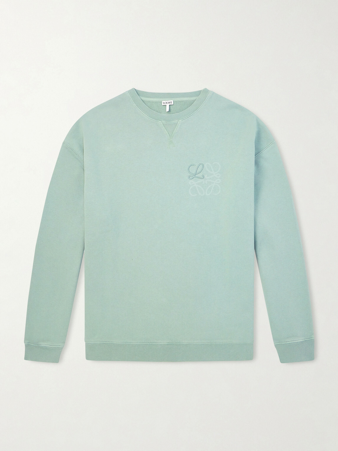 LOEWE - Logo-Embroidered Printed Cotton-Jersey Sweatshirt - Green