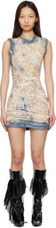 Diesel Off-White & Navy Layered Floral X-Ray Effect Minidress