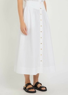 Tory Burch Romy Stretch Cotton-poplin Midi Skirt White
