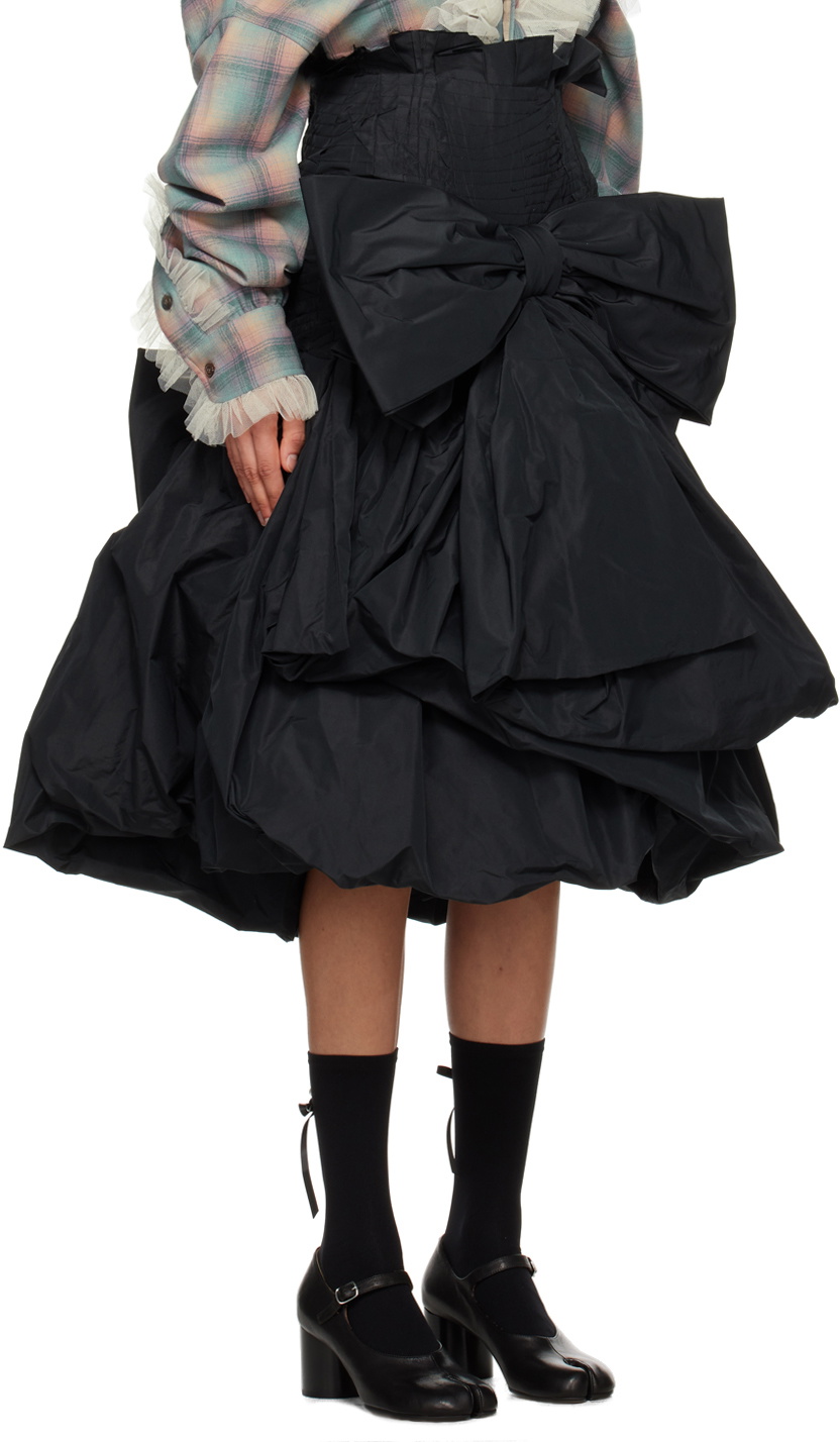 Maison Margiela Black Ruffled Midi Skirt