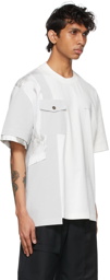 Feng Chen Wang White & Grey Paneled T-Shirt