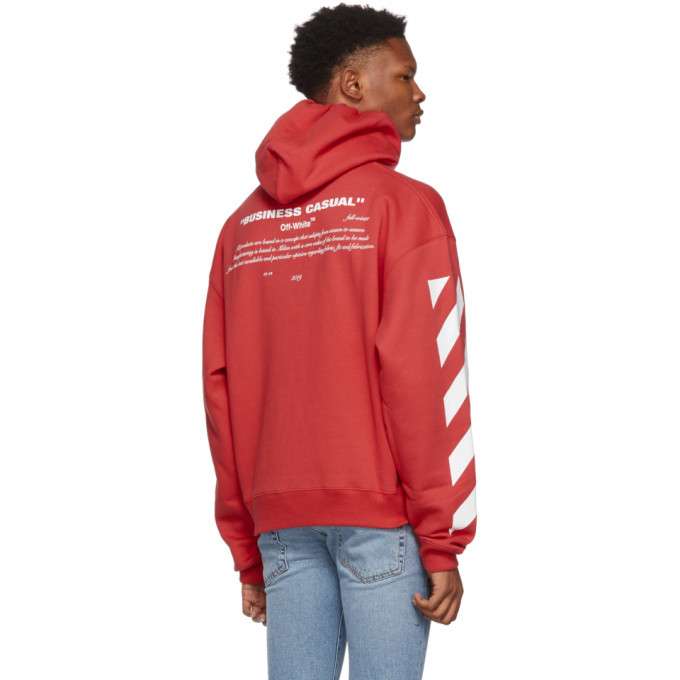 Off-White Red Diagonal Bernini Over Hoodie Off-White