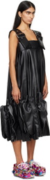 Comme des Garçons Black Pleated Faux-Leather Midi Dress