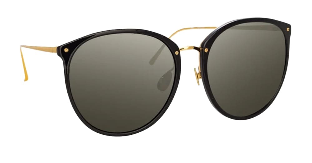 Linda Farrow Kings - Black / Yellow Gold Sunglasses