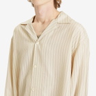 Róhe Men's Stripe Silk Vacation Shirt in Cream Heritage Stripe