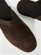 John Lobb - Knighton Leather-Trimmed Suede Slippers - Brown