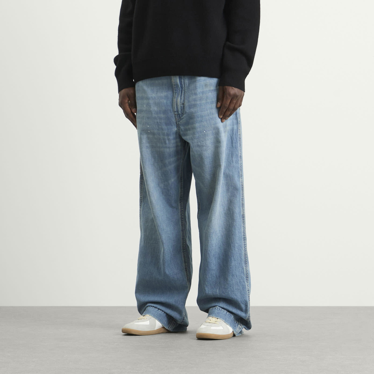Maison Margiela Men's Wide Leg Jeans in Blue Washed