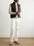 Zegna - Quilted Suede Down Gilet - Brown