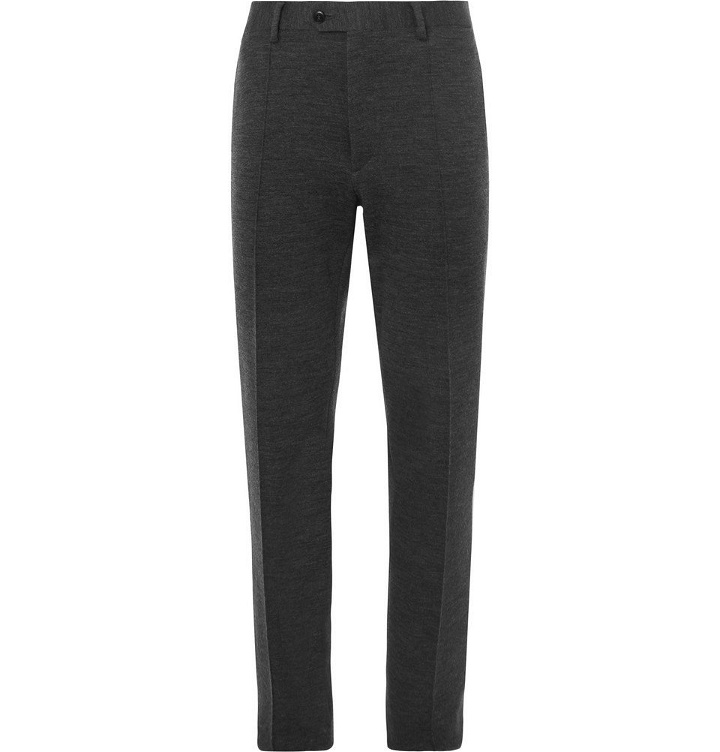 Photo: Brioni - Dark-Grey Mélange Stretch-Virgin Wool Suit Trousers - Men - Dark gray