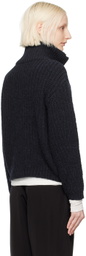 BITE Navy Chunky Heritage Wool Zip Sweater