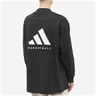 Adidas Men's Basketball Long Sleeve Back Logo T-Shirt in Black