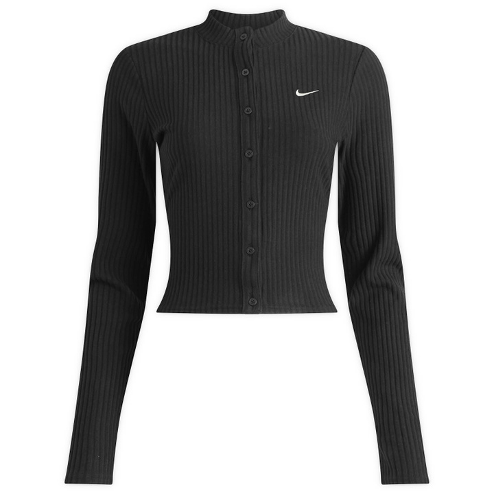 Photo: Nike Women's NSW Chill knit Ribbed Cardigan in Black/Sail