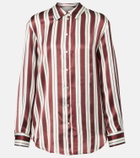 Asceno Striped silk satin pajama shirt