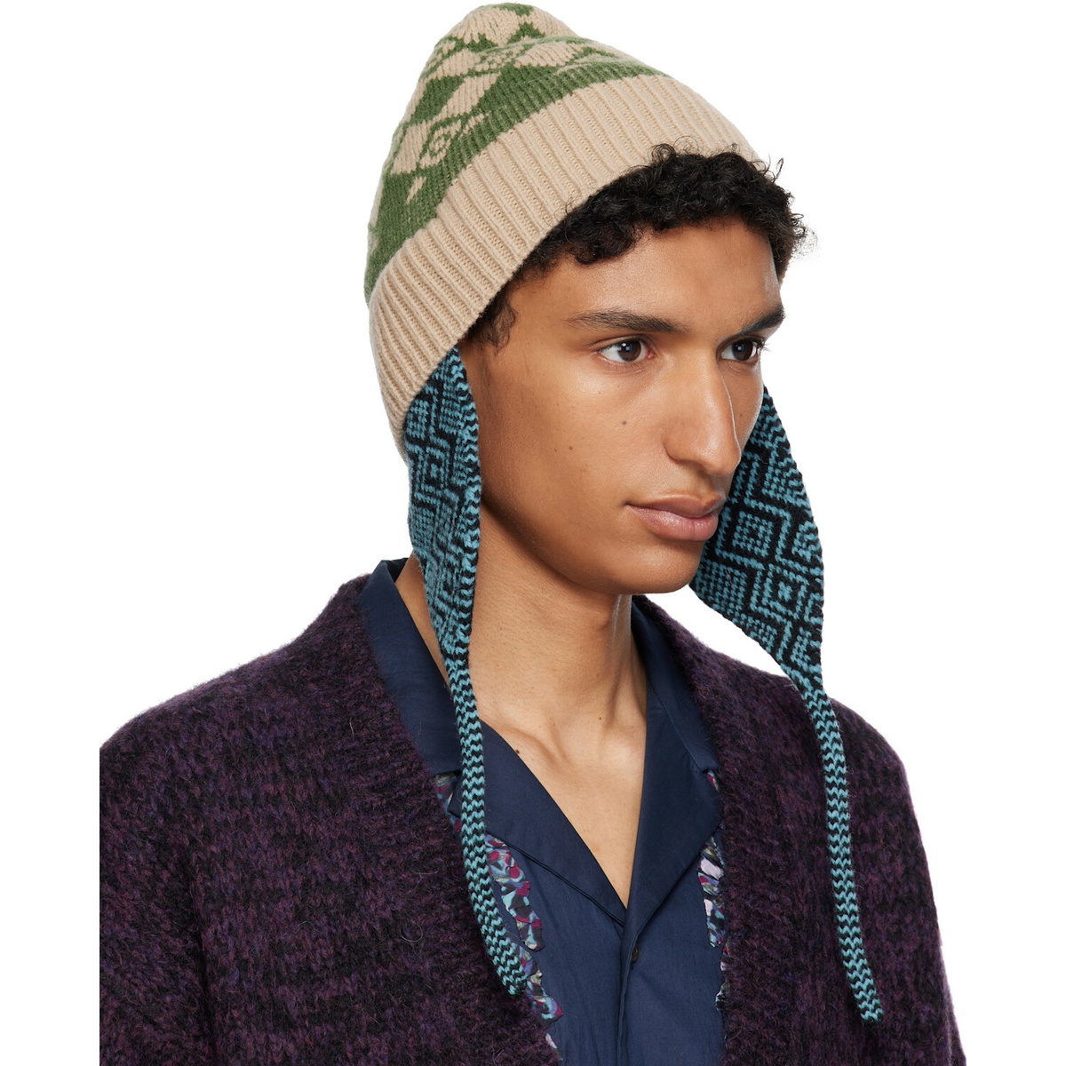 Dries Van Noten Multicolor Jacquard Wool Beanie
