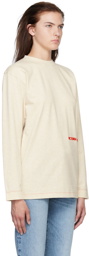 Victoria Beckham Beige Embroidered T-Shirt