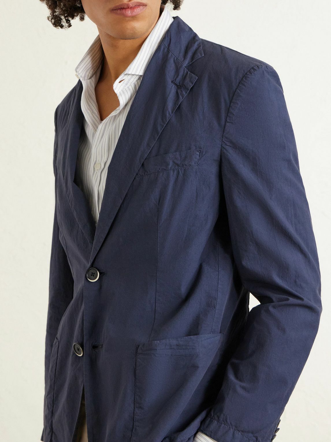 Barena - Borgo Tendon Crinkled Cotton-Poplin Blazer - Blue