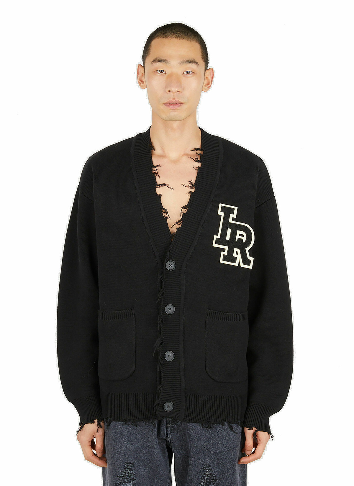 LR Damaged Cardigan in Black Liberaiders