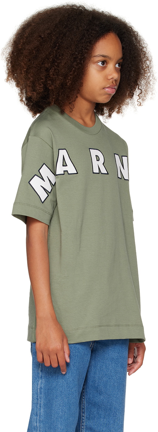 Marni Kids Green Logo Appliqué T-Shirt Marni