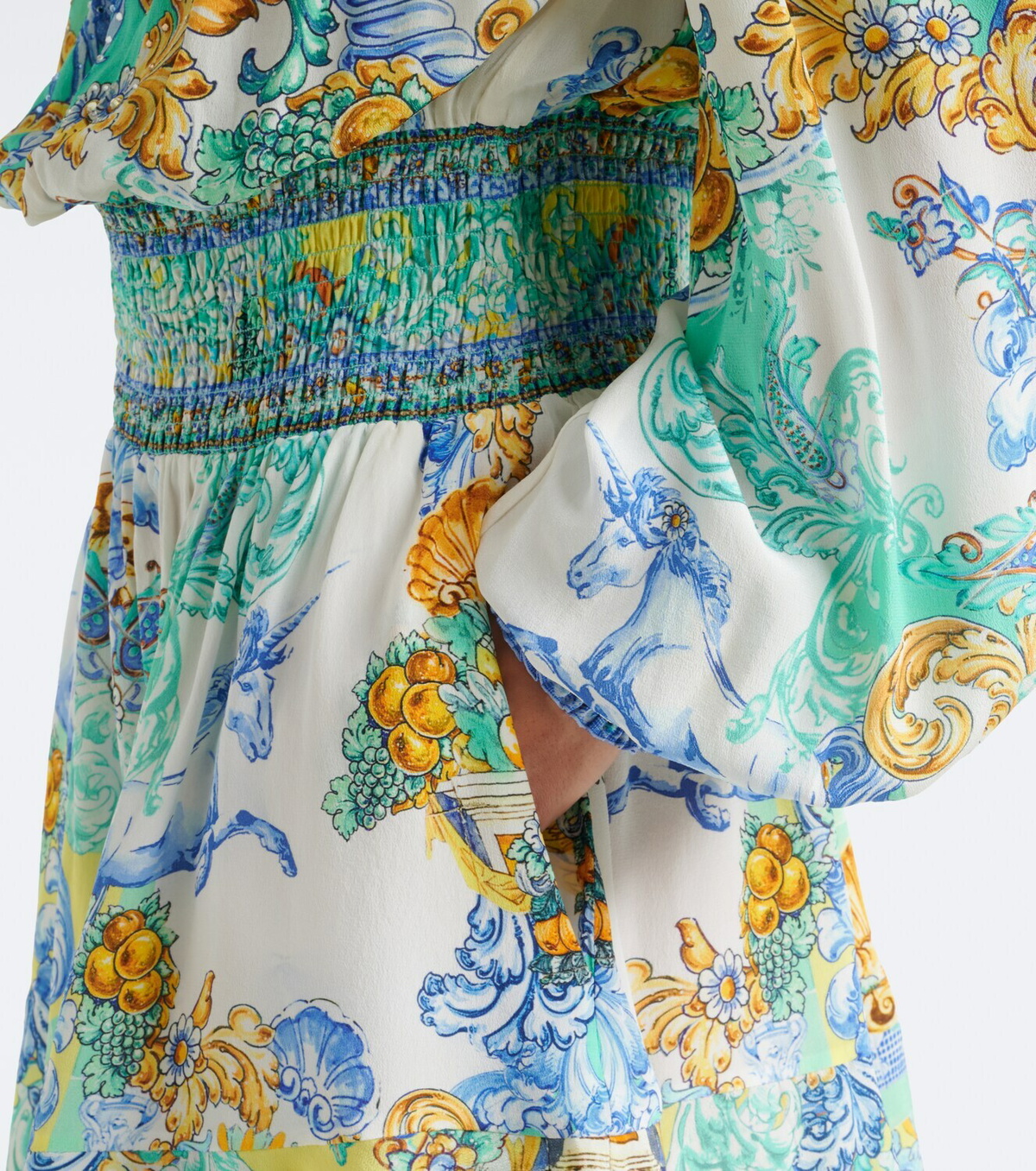 Camilla Printed embellished off-shoulder silk minidress