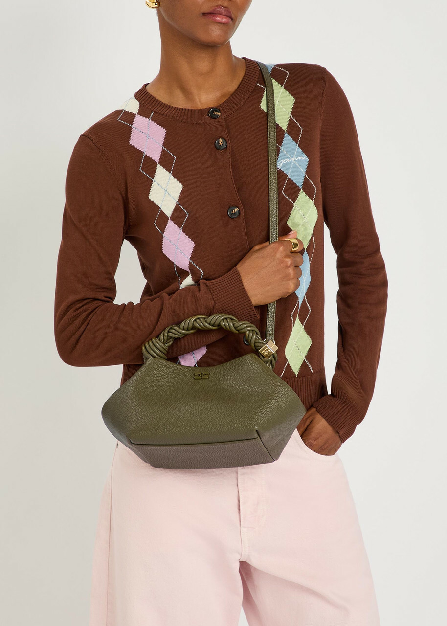 Ganni Bou Small Grained Leather top Handle bag - Olive - One Size