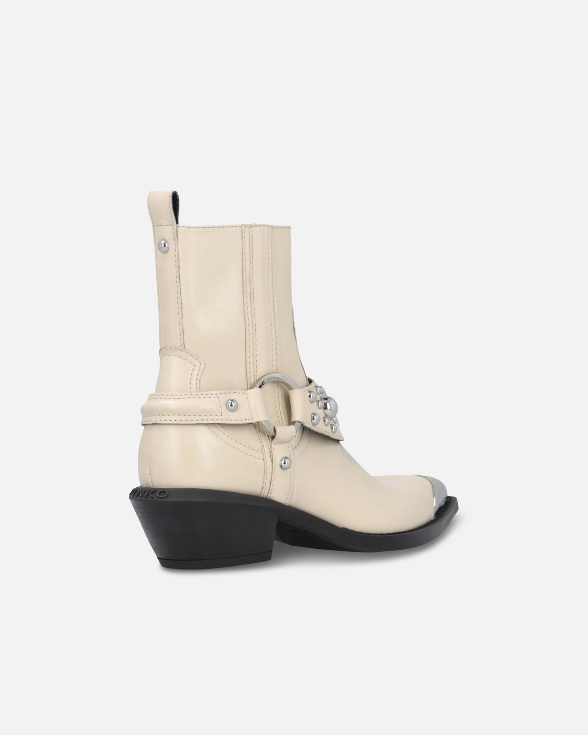Pinko Texan Style Ankle Boots With Metal Toe Yoghurt