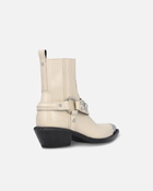 Pinko Texan Style Ankle Boots With Metal Toe Yoghurt
