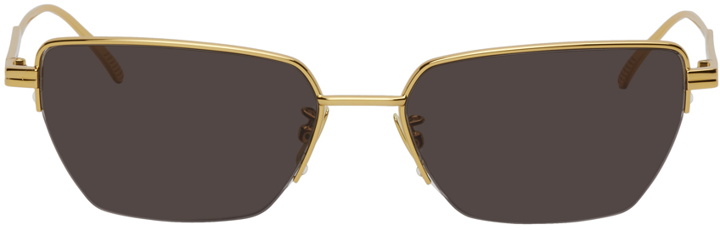 Photo: Bottega Veneta Gold & Black Light Ribbon Sunglasses