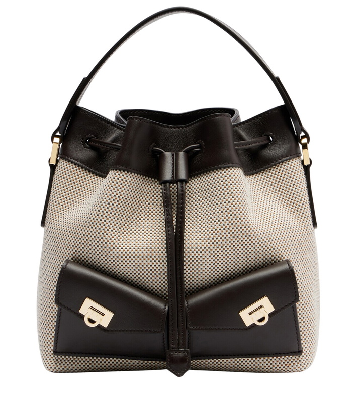 Photo: Ferragamo Harley Mini canvas bucket bag