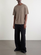 The Elder Statesman - Lenny Wool, Silk and Linen-Blend T-Shirt - Brown