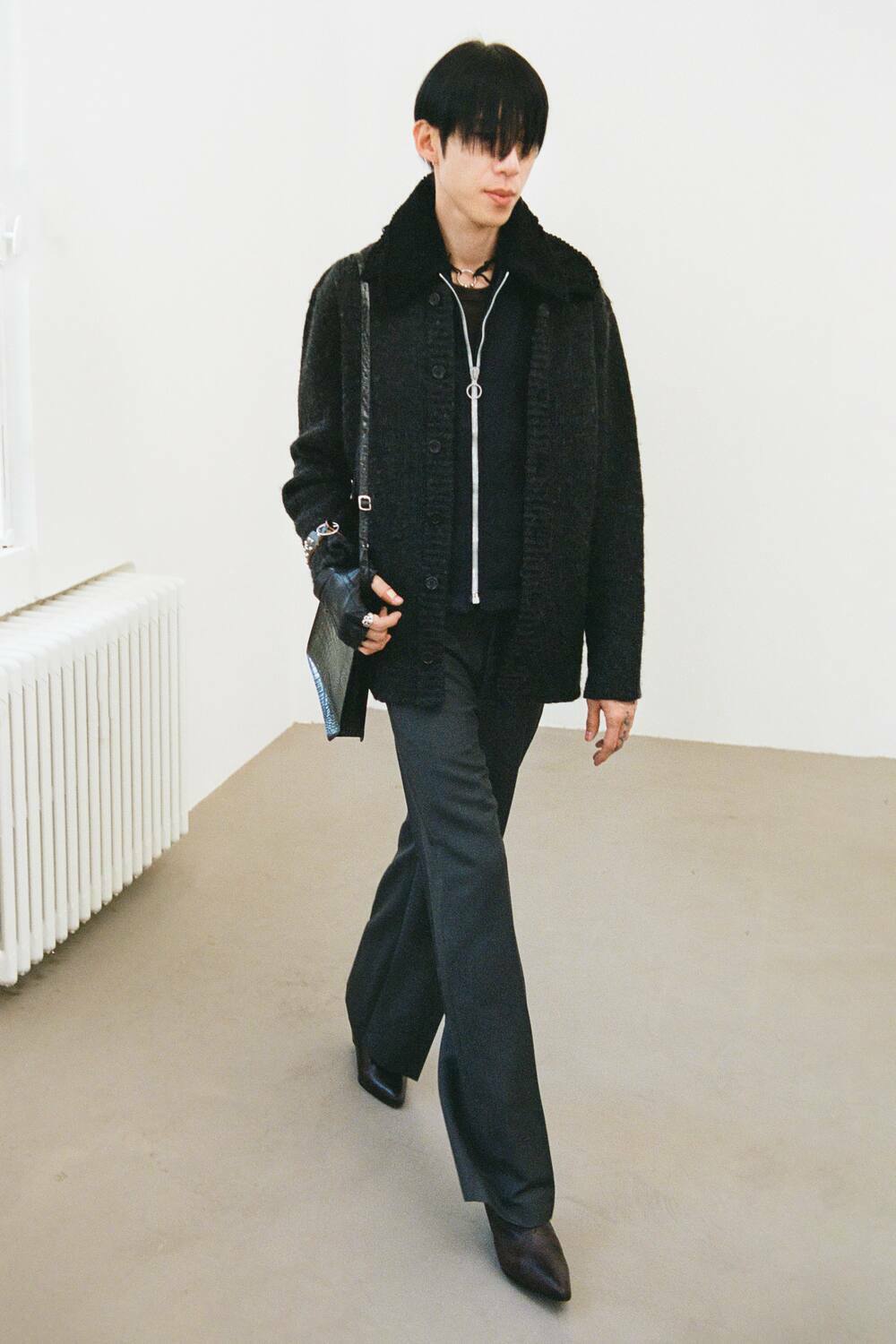 OUR LEGACY/19AW/MANTA CARDIGAN/handwritten tag/46/cotton/BLK